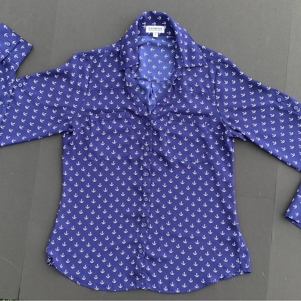 Express Navy Anchor Pattern Shirt